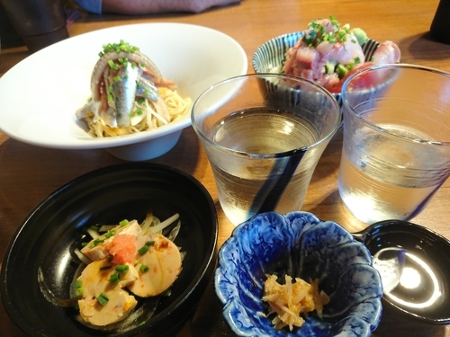 「いわしそば390円＋海鮮丼400円＋あん肝ポン酢200円 他」@寿製麺よしかわ 川越店の写真