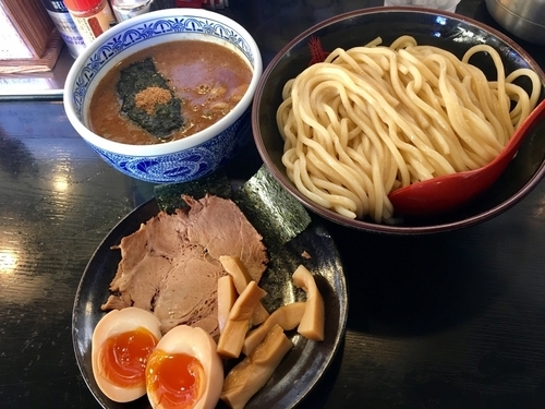 「つけ麺 中300g 温盛 ¥0(ポイント券使用) + 三田盛り」@つけ麺専門店 三田製麺所 国分寺並木店の写真