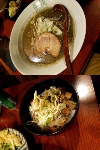 「アルス煮干しらぁめん+チャーシュー丼」@おだし専門店 アルス 南青山の写真