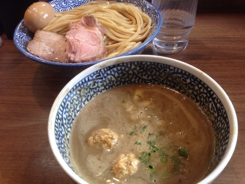 「味玉極濃つけ麺 + 「限定」鶏団子」@煮干しつけ麺 宮元の写真