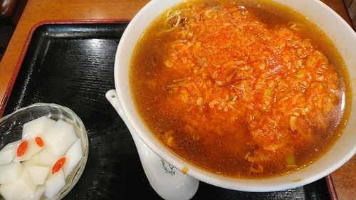 「エビチリラーメン　１２８０円」@東魁楼 シャポー船橋店の写真