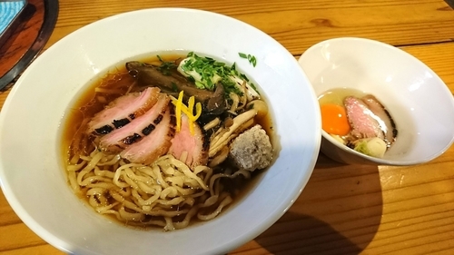 「京鴨そば ＋ 限定トッピング」@はりけんラーメン 南店の写真
