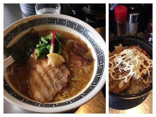 「カツオ香るラーメン700円+チャーシュー丼280円」@龍が如しの写真