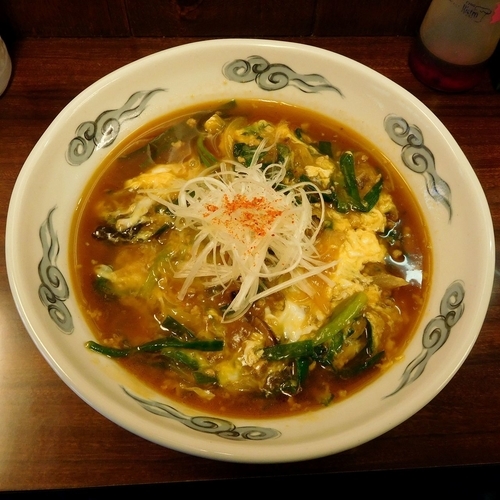 「あんかけニラたま担々麺（880円）＋小ライス（150円）」@中華料理 五十番の写真