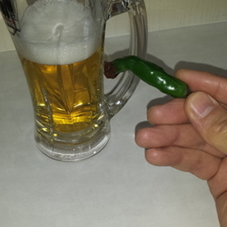 大辛ラーメンと青唐辛子など