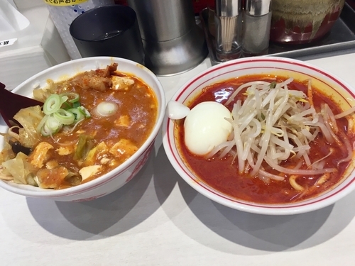 「半蒙古丼+半北極ラーメンSET ¥880」@蒙古タンメン中本 秋津店の写真