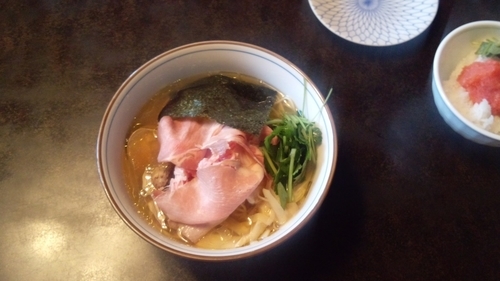 「蛤そば　めんたいごはん」@中華そば 四つ葉の写真