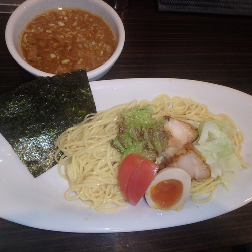 「かけはし流つけ麺(850円)、卵ごはんセット(200円⇒70」@地鶏そば 麺匠 かけはしの写真