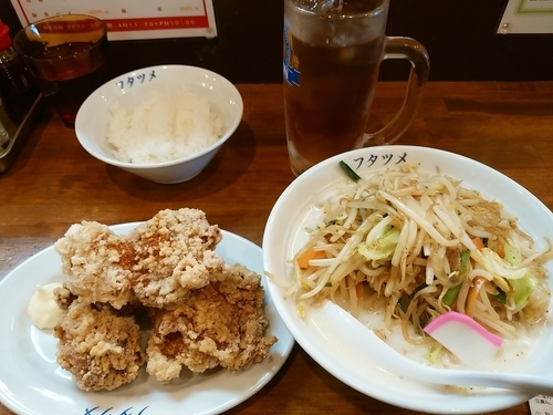 「濃厚タンメン(並盛・150g)＋からあげセット950円」@極濃湯麺 フタツメ 八千代店の写真