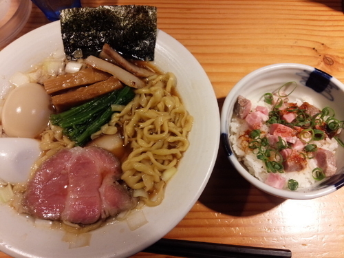 「【1周年記念限定】手揉み中華そば・思い出飯セット」@麺処 篠はらの写真