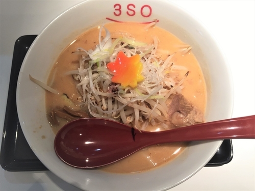 「3SOらーめん M(750円)+麻辣肉味噌ご飯(250円)」@RA-MEN 3SOの写真