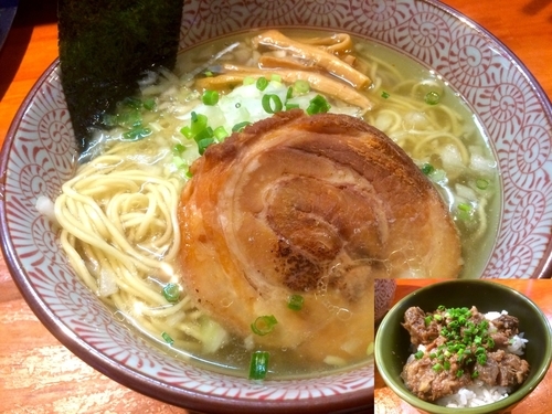 「淡麗和牛蕎麦塩（730円）＋牛すじ丼（330円）」@麺や 虎ノ道の写真