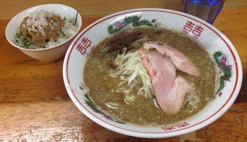「中華そばセット(肉めし付)830円」@口樂の写真