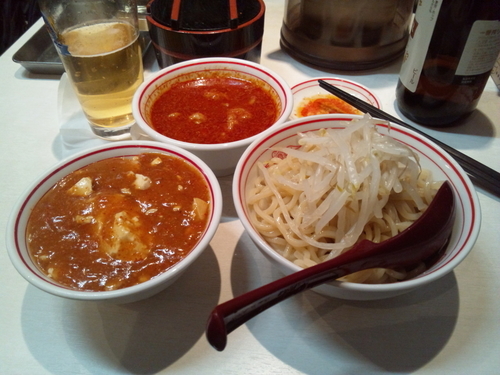 「瓶ビールセット（冷やし五目麵）＋ミニ麻婆」@蒙古タンメン中本 品川店の写真