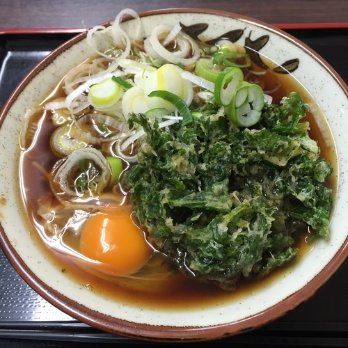 「【季節限定】春菊天（￥360）＋生玉子（￥50）」@天かめ 両国店の写真