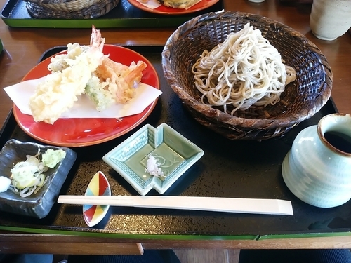 「花えび天もりそば(並盛・10割)1,500円」@快庵の写真