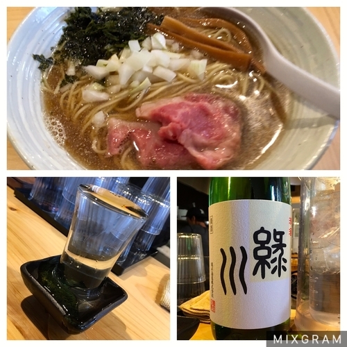 「純米酒緑川＋煮干らぁ麺」@麺屋 さくら井の写真