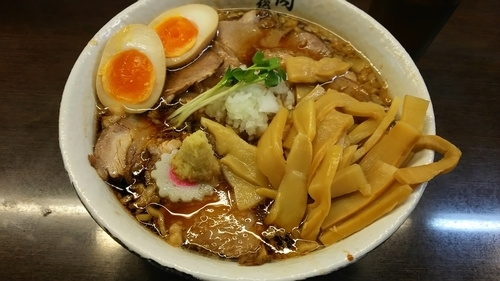 「背脂肉そば+メンマ」@肉そば総本山 神保町 けいすけの写真