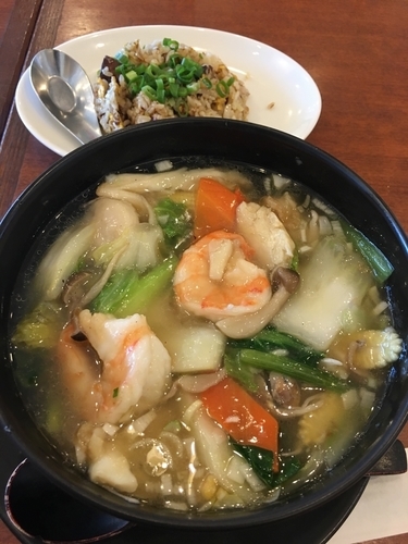 「海鮮あんかけ麺1,280円+半チャーハン280円」@中華レストランChina Fan 草加店の写真