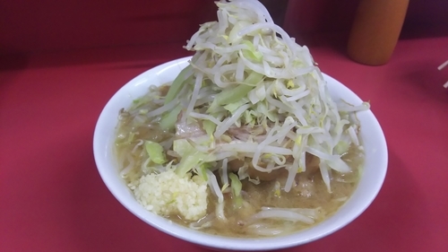 「小ラーメン豚入り（にんにく）」@ラーメン二郎 ひばりヶ丘駅前店の写真