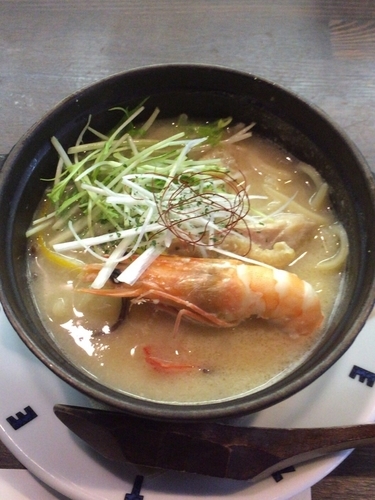 「天使の海老とチキンの鍋焼き風酒粕ヌードル」@G.Labo Noodleの写真