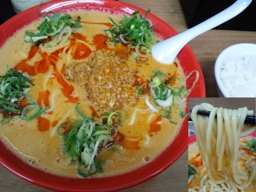 「限定濃厚担々麺+サービス小ライス800円」@熱血らーめん in Yokohamaの写真