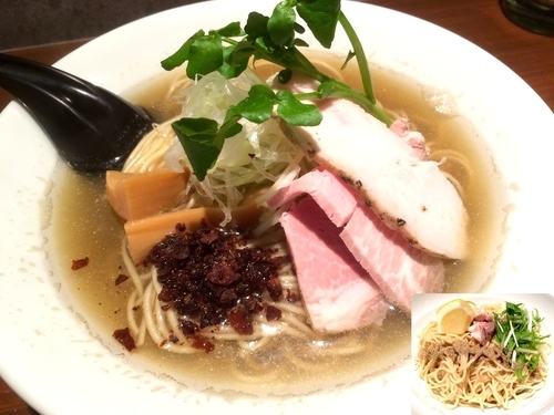 「【限定】平子煮干とポルチーニ茸のソバ（800円）+替玉」@中華蕎麦 志の写真