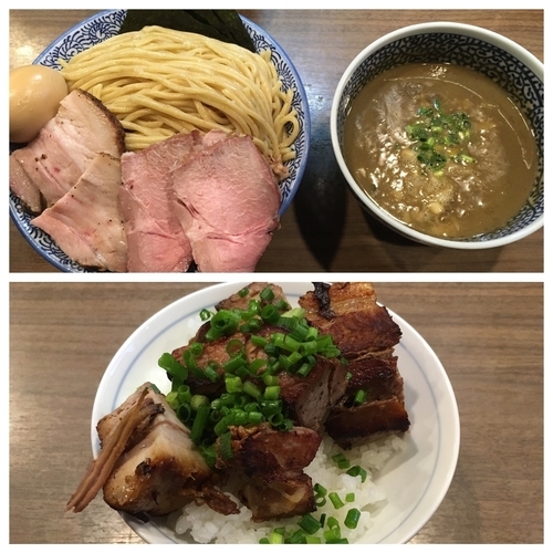 「特製極濃煮干しつけ麺＆特盛＆【限定】チャーシュー丼」@煮干しつけ麺 宮元の写真
