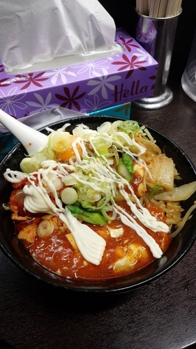 「Four Color Mazesoba」@元祖旨辛系タンメン 荒木屋の写真