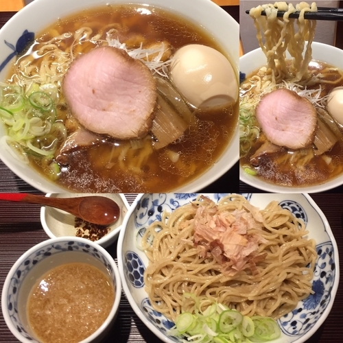 「醤油(手揉み)味玉850円+おろしそば350円」@麺 みつヰの写真