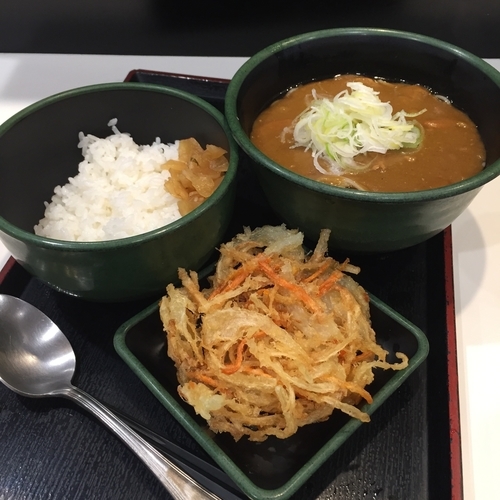 「カレー丼（￥360）＋かき揚げ（クーポン）」@ゆで太郎 西五反田本店の写真
