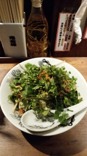 「Mazesoba with cilantro topping」@カラシビ味噌らー麺・つけ麺 神田本店の写真