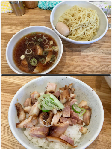 「味玉つけめん チャーシューごはん」@らーめん いろはやの写真