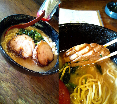 「『ハーフハーフ+中盛+チャーシュー１枚(￥750+60+80」@ラーメン 坂ノ下の写真