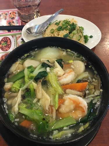 「海鮮あんかけ麺1,280円+半チャーハン280円」@中華レストランChina Fan 草加店の写真