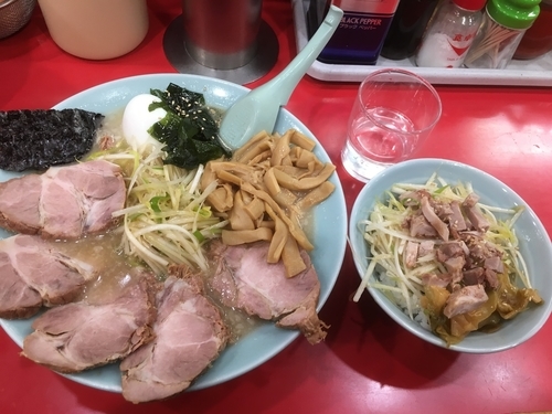 「ネギメンマチャーシュー1000円、ゆで卵60円、ネギ丼200円」@かいざん 西船橋店の写真