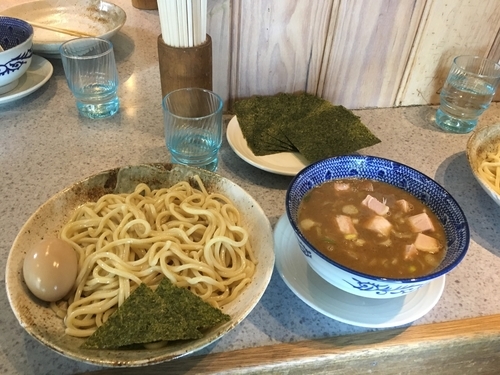 「角肉入りつけ麺＋味玉＋海苔（CP券）」@麺や 武蒼の写真