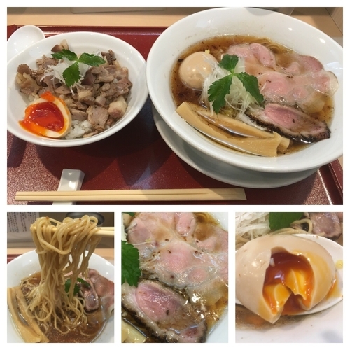 「味玉紀州鴨そば 970円＋あぶりチャーシュー丼 250円」@燃えよ麺助の写真