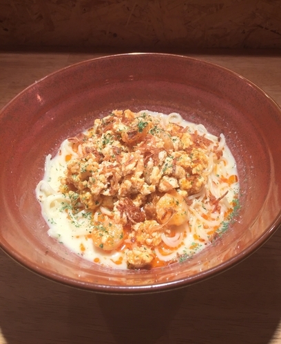 「エビの担担麺、まぜそば仕立て ¥980」@Ramen&Bistro ushio ueno eastの写真