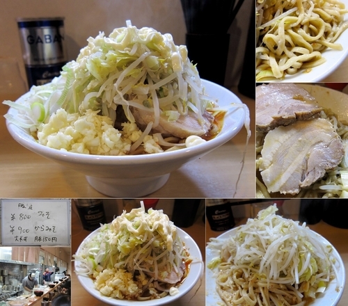 「味噌 800円 + 汁無し蕎麦 80円（蒜・マヨ・野菜お替り」@豚星。の写真