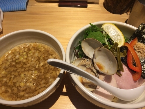 「鶏と蛤の濃厚つけ麺・大（980円）」@Ginza Noodles むぎとオリーブの写真