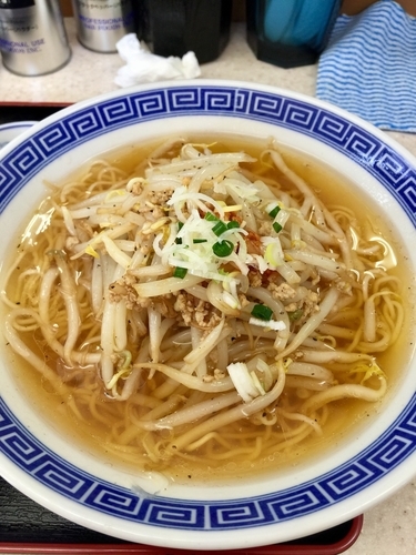 「もやし中華そば ランチセット@700(ミニ丼+お新香付き)」@中華そば あまのやの写真