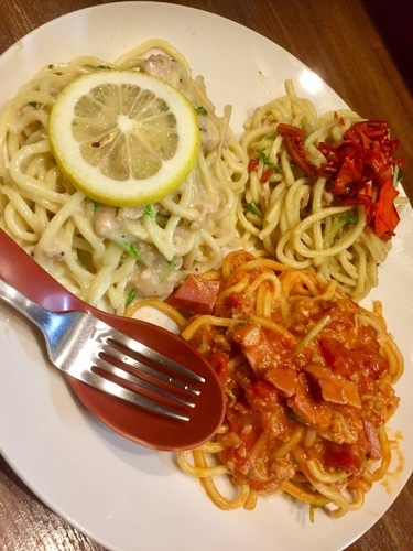 「【限定アキラ式パスタ祭り!!】三食盛りSPL!!」@ラーメンアキラの写真