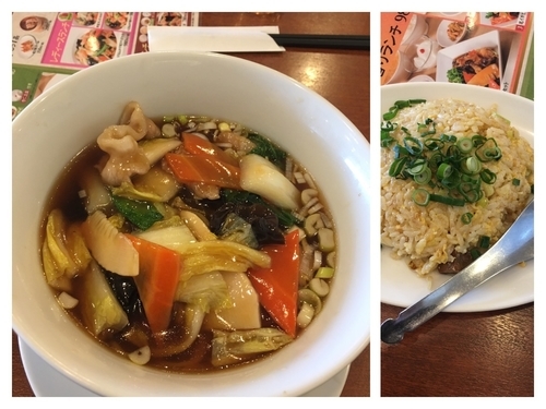 「八宝あんかけ麺880円+半チャーハン280円」@中華レストランChina Fan 草加店の写真