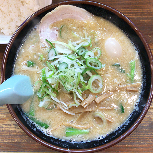 「味玉みそらーめん＋半ライス（サービス）」@麺屋 亥龍の写真