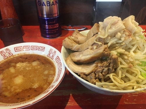 「小つけ麺エビ味(豚入り)1000円」@ラーメン二郎 会津若松駅前店の写真