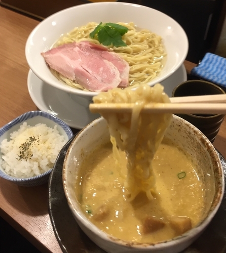 「[限定]雲丹つけ麺〜蟹だし熱盛り仕立て〜チーズ飯付き1480円」@鯛塩そば 灯花 本店の写真