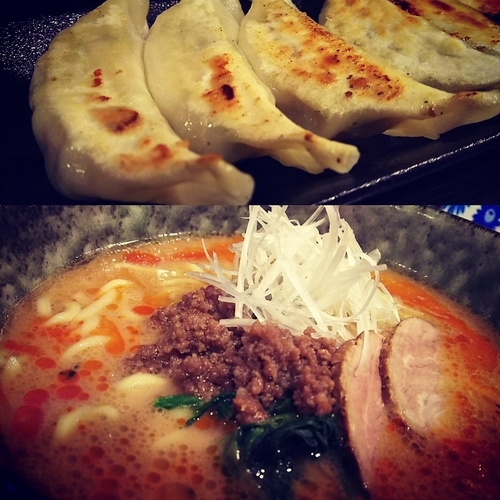 「担々麺、餃子、ビール」@麺家 六三四の写真