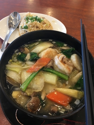「海鮮あんかけ麺1,280円+半チャーハン280円」@中華レストランChina Fan 草加店の写真