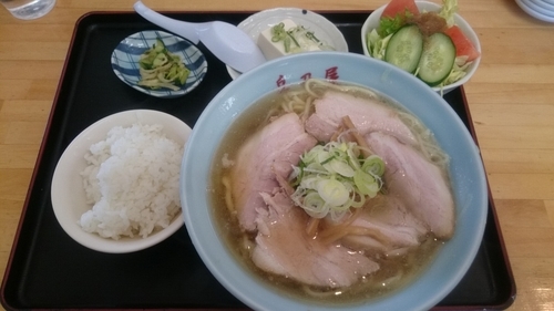 「ラーメンセット  ７３０円  ＋チャーシュー １００円」@青竹手打麺 餃子 岳乃屋の写真